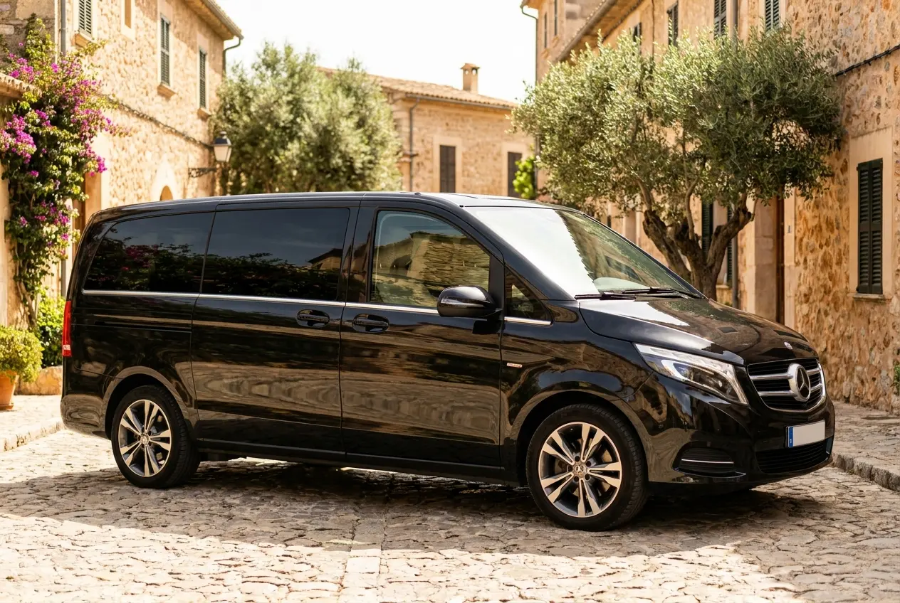 Black Mercedes V-Class luxury minivan